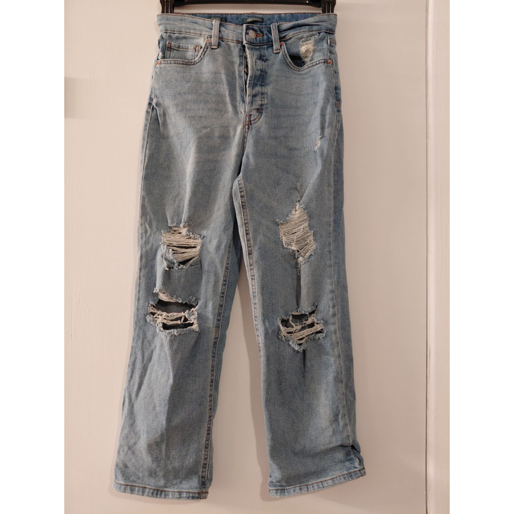 Wild Fable Women's Highest Rise Button Fly Straight Leg Jeans Distressed Size 4